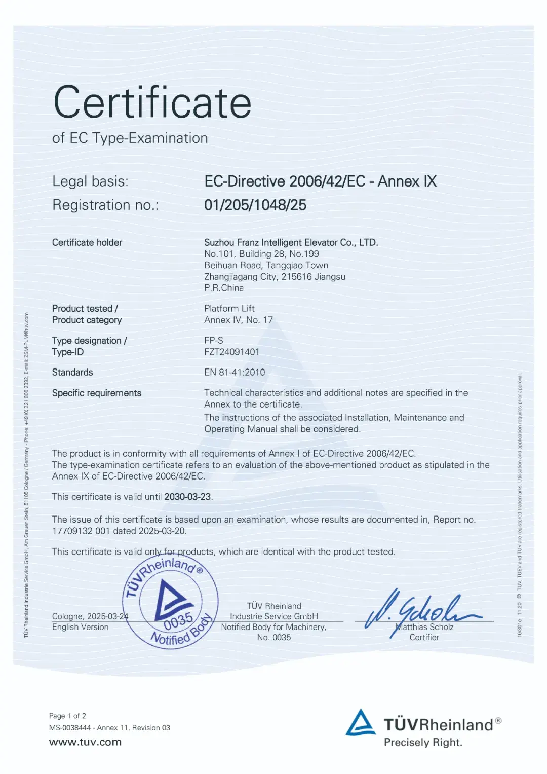Franz Elevator is the first in China to receive TÜV Rheinland certification, and its advanced technology has conquered the international market. — photo 2